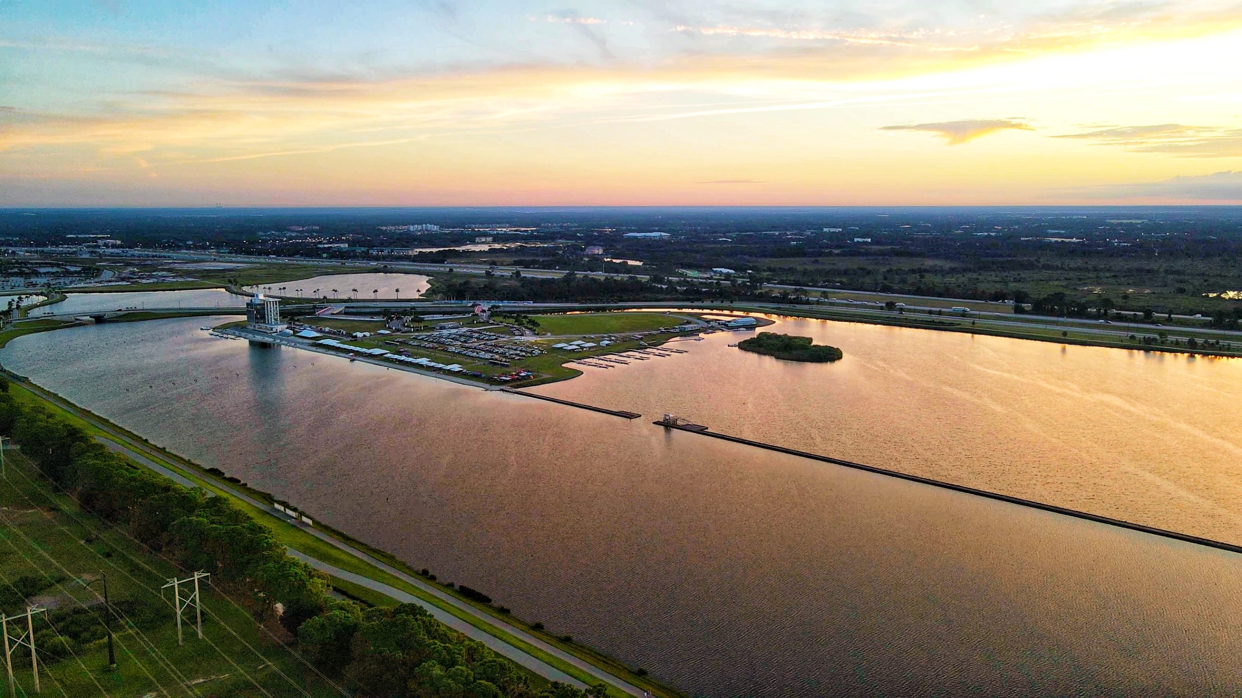 Panoramic aerial view at golden hour