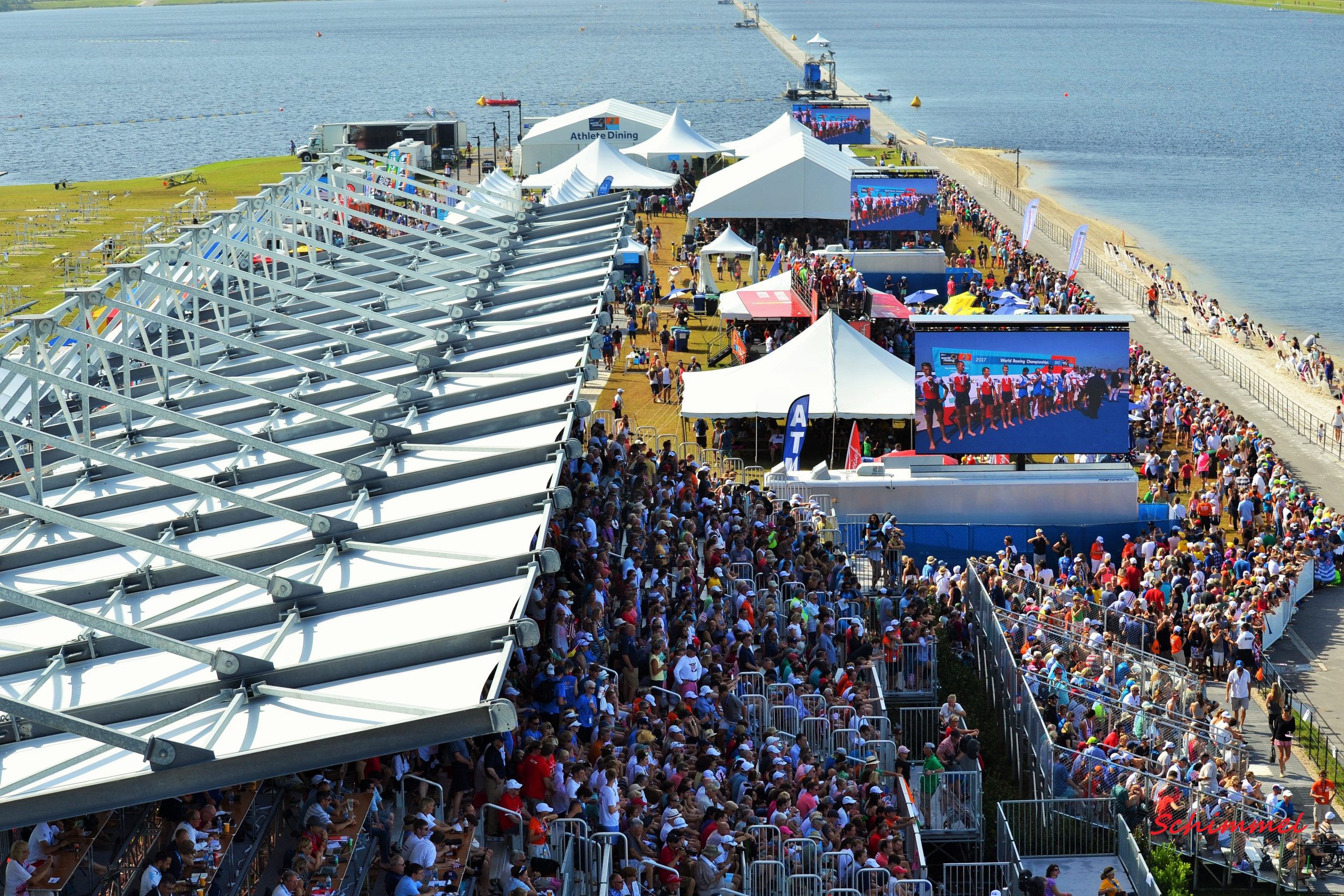 Outdoor festival setup at Nathan Benderson Park